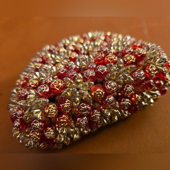 Vintage 1980's Hand Made Miniture Rose Beaded Coin Purse | Size Mini - Picture 4 of 8